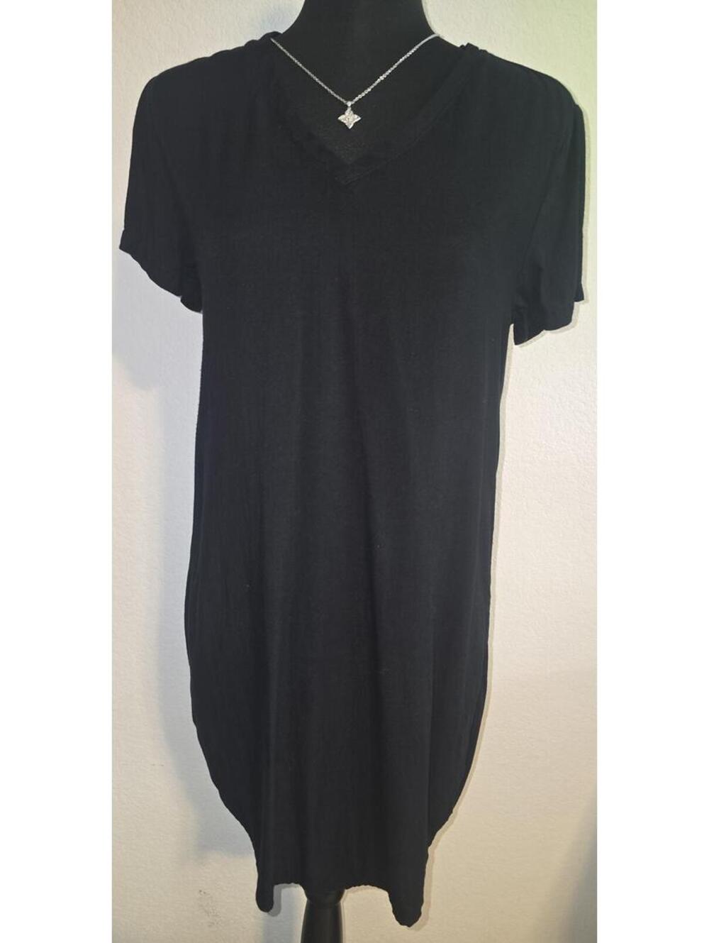 Bella Dahl Black V-Neck Short Sleeve Dress XS